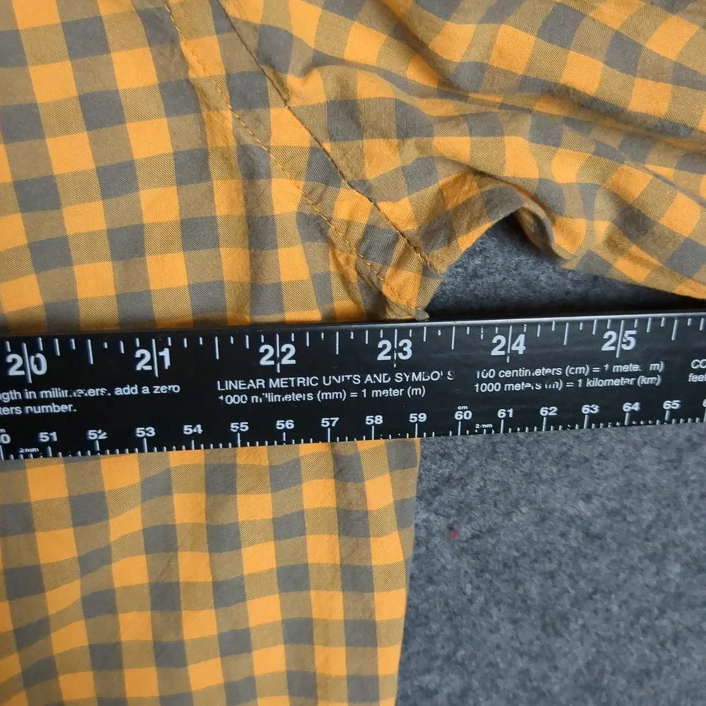 J.Crew Mens Large Tailored Gingham Button Down Shirt‎ Mustard Yellow Grey Cotton